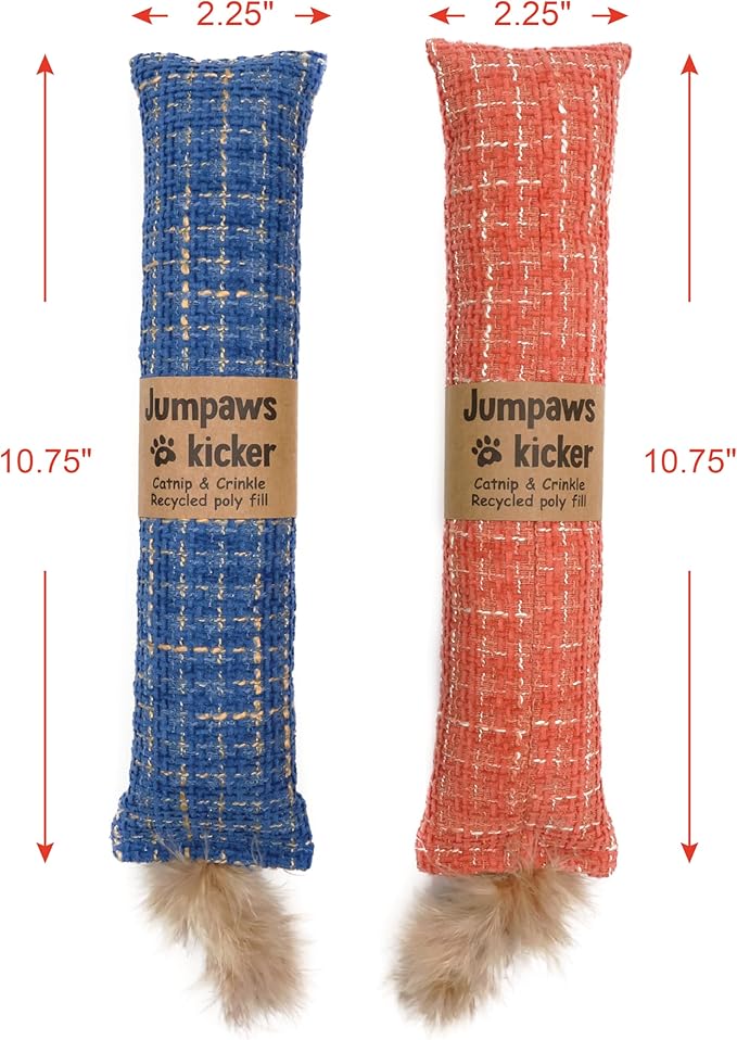 2 Pack Natural Interactive Catnip Cat Kicker Toys, Bite Resistant Chew Toy, Accessories for Indoor Cat (Twill Weave)-Mewly Pet