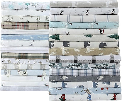 Eddie Bauer - Full Sheets, Cotton Flannel Bedding Set, Brushed For Extra Softness, Cozy Home Decor (School of Fish, Full)