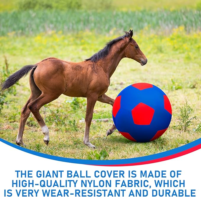 40inch Giant Herding Ball with Ball Cover Anti Burst Please Watch VCR for How to Inflation Horse Toys for Horses Stall Entertainment Play, Pump Included(Blue,Stylish)-Mewly Pet