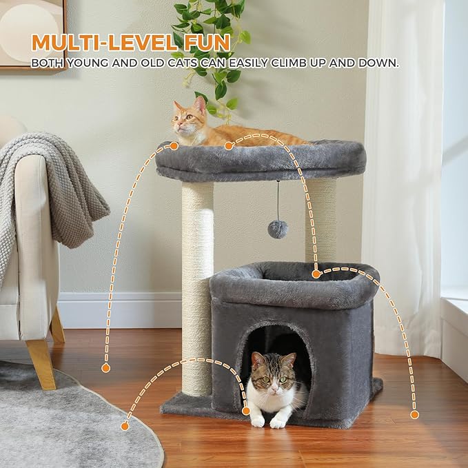 PEQULTI Cat Tree Cat Tower with Sisal-Covered Scratching Posts and Extra-Large Cat Perch Suitable for Small to Medium Cats-Mewly Pet