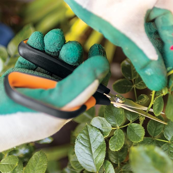 Fiskars Comfort Loop Micro-Tip Pruning Snips - 7" Garden Shears with Sheath and Extra Large SoftGrip Handle - Yard and Garden Tools - Orange/Black-Mewly Pet