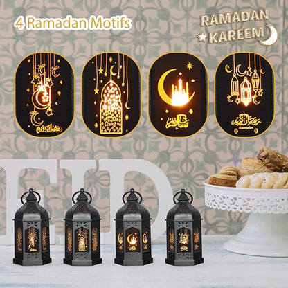 LLQ Ramadan Lanterns (5-12pcs) - Mini Lanterns Decorative Lights - Ramadan Gifts & Table Centerpiece, Eid Mubarak Decorations, Black