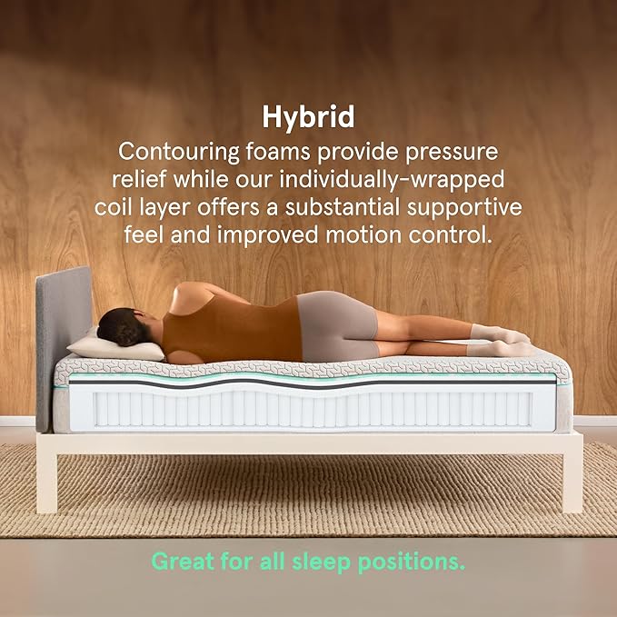 Tuft & Needle Original Hybrid Medium Twin Mattress, Adaptive Foam, Individually-Wrapped Coils, Cooling Pressure Relief, 100 Night Trial, Fiberglass-Free, CertiPUR-US, 10-Year Limited Warranty