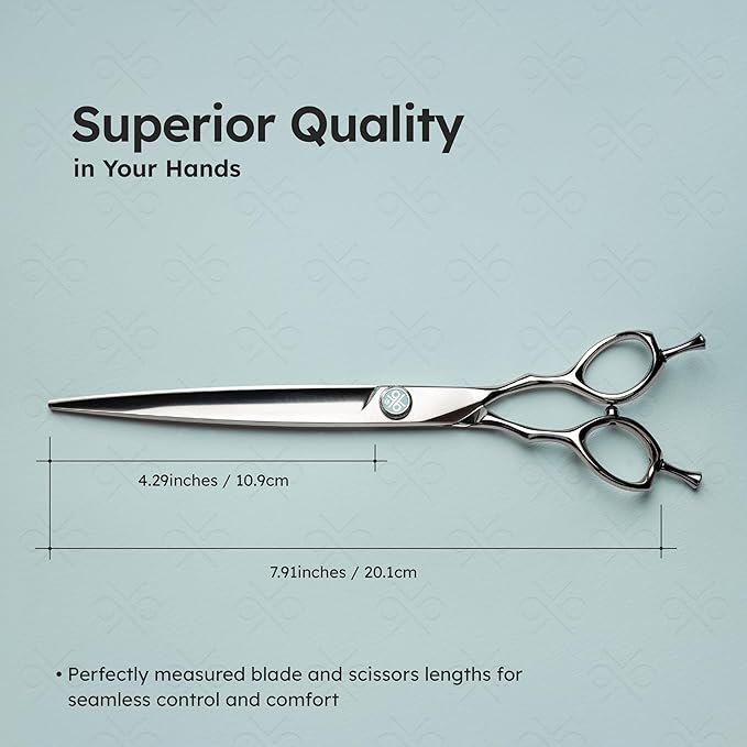 8" Dog Grooming Scissors – Handcrafted, Ergonomic, VG10 Stainless Steel for Sharper, Tougher, Better Edge Retention, Lightweight Shears with 3D Convex Blade for Dogs and Cats-Mewly Pet