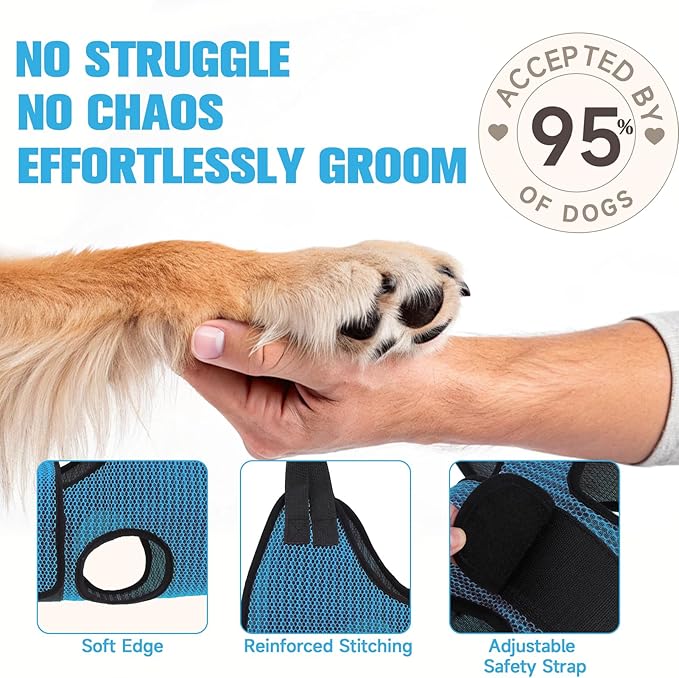 PAWCHIE Dog Grooming Hammock Harness for Dog Cat with Pet Nail Clipper Trimmer-Breathable Cat Hanger Sling for Trimming Clipping Nails-Dog Hammock Restraint Bag for Small Medium Large Dog,Dark Blue XS-Mewly Pet