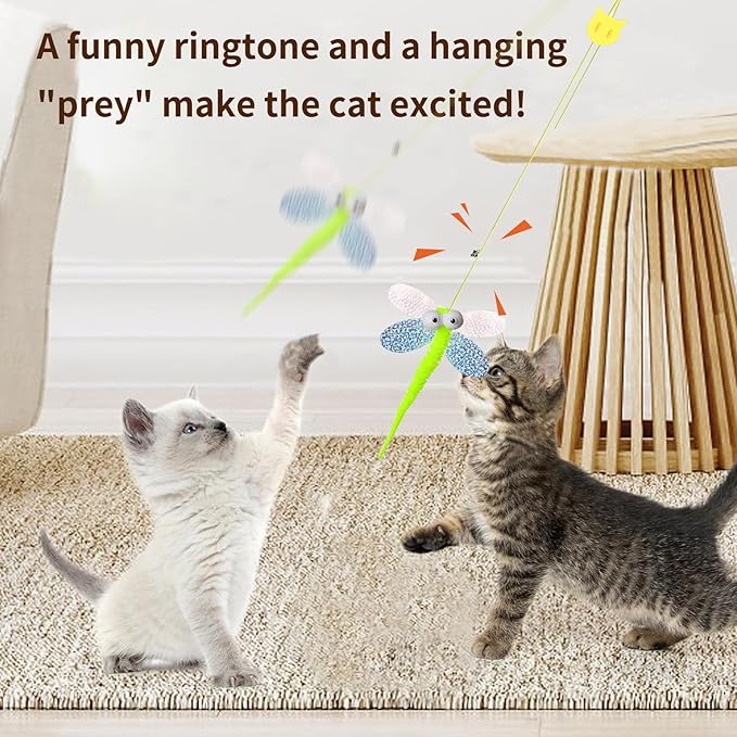 Kitten Toys 6 Pcs Interactive Feather Cat Toys, Cat Teaser Retractable Indoor Cat Toys Self Play Hanging Cat Toy,Cat Toy Indoor Kitten Play Chase Fun Exercise, Mental Physical Stimulation-Mewly Pet