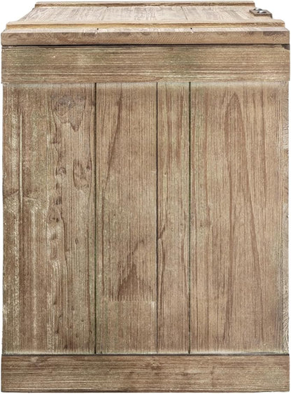 Household Essentials Antiqued Decorative Trunk, Large, Chinese Fir Panel and MDF, Smooth Backing and Metal Hinge Accent, Flat Top and Stay-Open Lid