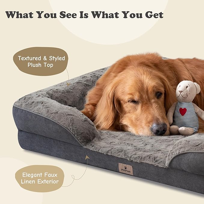 Orthopedic Dog Bed for Large Dogs - Big Washable Dog Sofa Beds Large, Supportive Foam Pet Couch Bed with Removable Washable Cover, Waterproof Lining and Nonskid Bottom-Mewly Pet