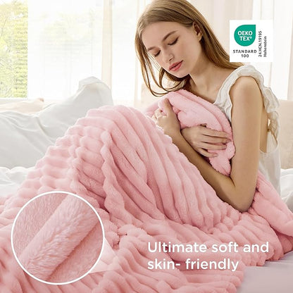 Bedsure GentleSoft Coral Pink Fleece Throw Blanket for Couch - Super Soft Cozy Blankets for Women, Cute Small Blanket for Girls, 50x60 Inches