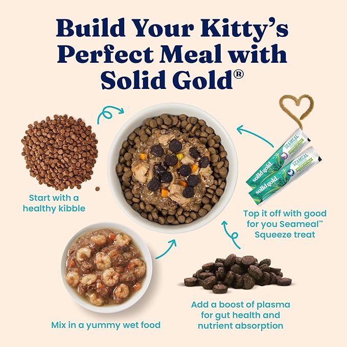 Solid Gold High Protein Dry Cat Food - Grain Free & Gluten Free Chicken Cat Dry Food w/Probiotics for Gut Health & Digestion - High Fiber & Omega 3 - Low Carb Superfood Kibble for Cats All Ages - 3LB