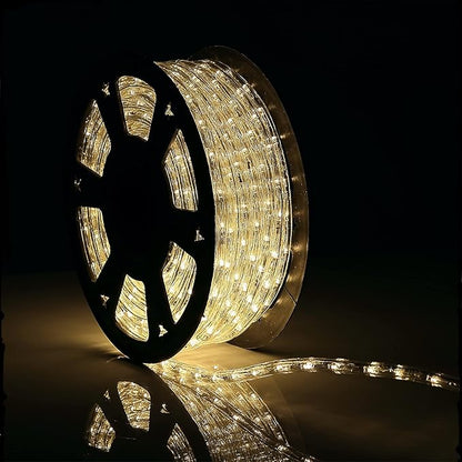 100Ft Warm White LED Rope Lights, 110v Waterproof Indoor/Outdoor String Lights, Cuttable, 1080 LEDs Rope Lights for Outside, Garden, Patio, Deck, Halloween and Christmas Decorations