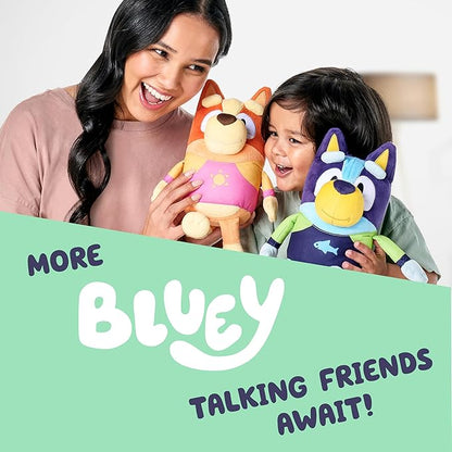 Bluey Chattermax Sound Effects Talking Plush, 10” Soft Toddler Toys, Interactive Singing Stuffed Animal with 6 Phrases, Baby Plush Toys for Kids