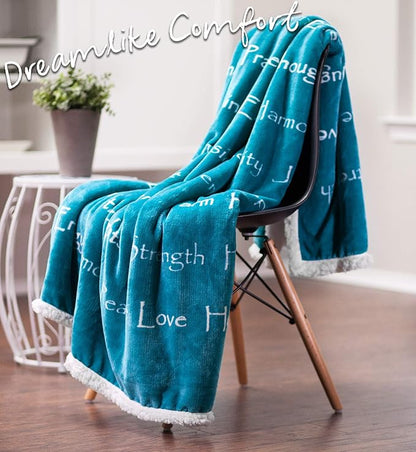 Chanasya Premium Healing Hugs Gift Blanket - for Hope Support Comfort Encouragement Sympathy - Breast Cancer Chemo Surgery Get Well Caring Gift Bed Blanket - Patient Women Men Friend (King) Teal