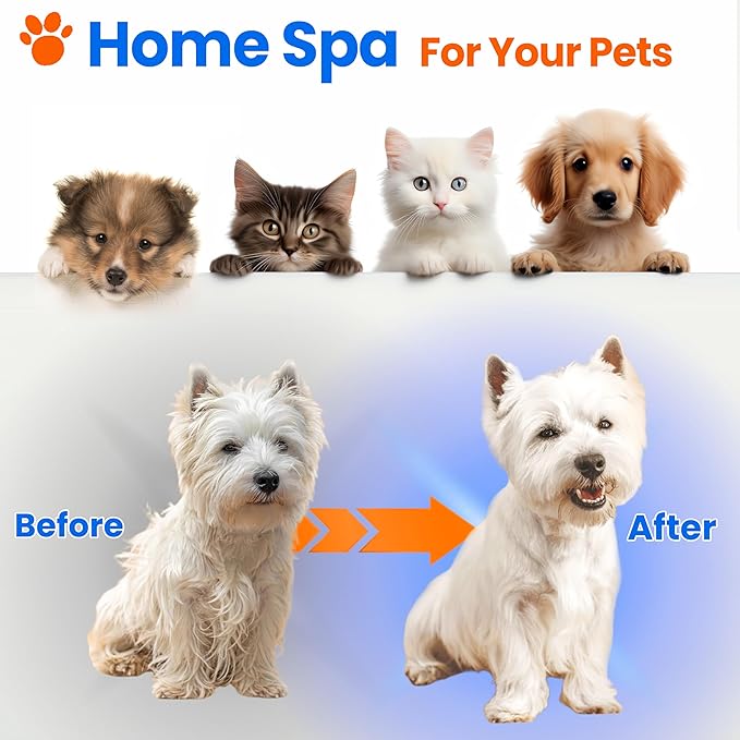 Pet Steam Brush For Cat & Dog - Pets Spray Hair Removal Comb - Cats Indoor Shedding & Grooming Mist Tool - Water Steamer Brushes for Long & Short Haired Dogs - Spritz Defur Comb (White Pro)-Mewly Pet