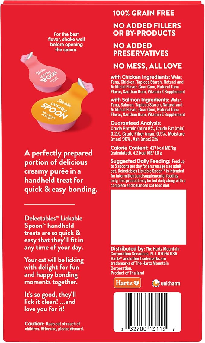 Hartz New Delectables Lickable Spoon Interactive Lickable Cat Treats for Quick & Easy Bonding, Variety Pack 32ct-Mewly Pet