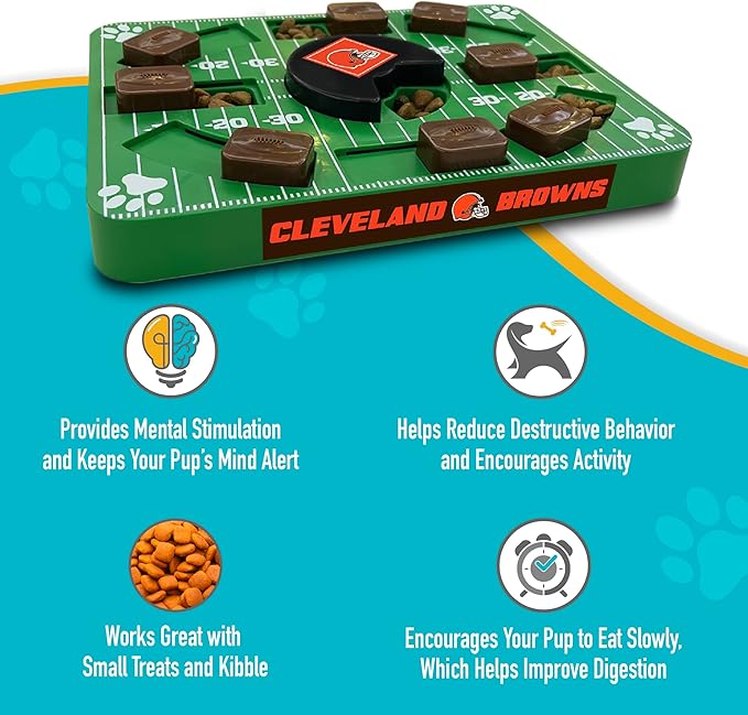 Pets First NFL Cleveland Browns Puzzle Treat Dog Toy - Interactive Toy for Dogs-Mewly Pet