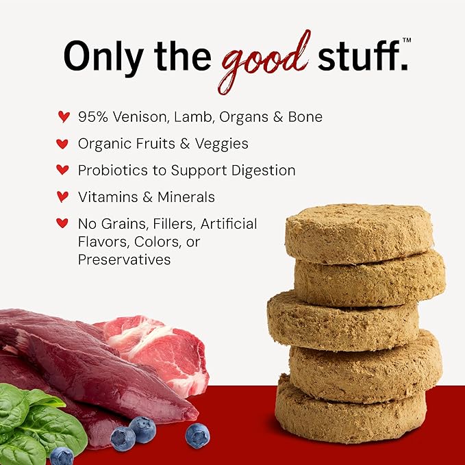 Stella & Chewy's Freeze-Dried Raw Dinner Patties - Venison Blend Recipe - High Protein Grain-Free Puppy & Dog Food - Perfect For Picky Eaters - 5.5 oz-Mewly Pet