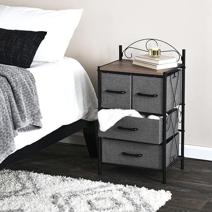 Household Essentials Victorian Style 4-Drawer Storage Organizer Unit, Black and Grey