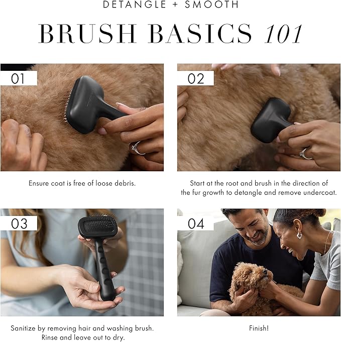 Tweezerman Dog and Cat Slicker Brush for Small Pets, Grooming Brush with Coated Bristles to Prevent Scratching and Ergonomic Handle-Mewly Pet