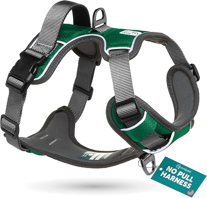 Embark Adventure Dog Harness, Reflective Trim No Pull Dog Harness for Large Dogs - Military Grade Nylon, Front Clip with Gel Lined Handle.-Mewly Pet