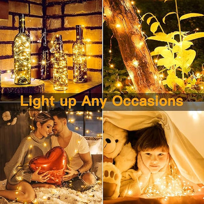 6 Pack Fairy Lights Battery Operated 7ft 20 LED Mini String Lights Twinkle Lights Silver Wire Firefly Starry Lights for Mason Jars Wedding Party Christmas Centerpiece Decor, Warm White & Cool Whtie