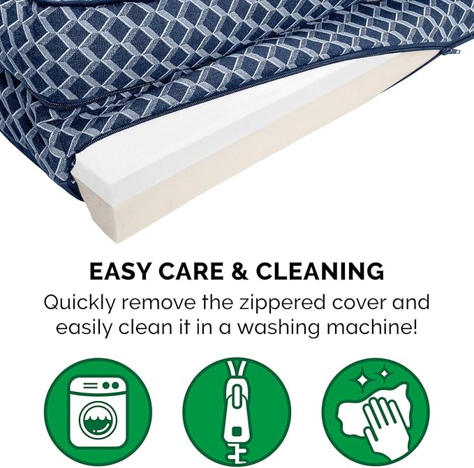 Furhaven Memory Foam Dog Bed for Medium/Small Dogs w/ Removable Bolsters & Washable Cover, For Dogs Up to 35 lbs - Plush & Woven Decor Comfy Couch Sofa - Diamond Blue, Medium-Mewly Pet