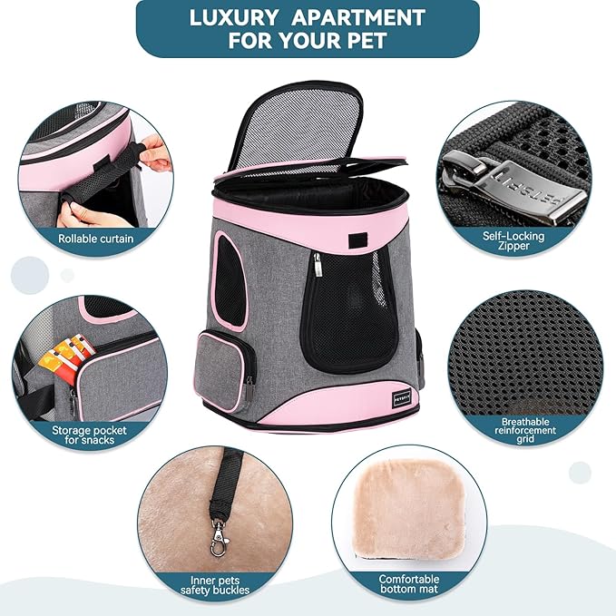 Petsfit Dog Backpack Carrier with Upgrade Waist Cushion Design to Better Fit The Waist, Suitable for Small and Medium Dogs Cats, and Rabbits up to 18 Pounds-Mewly Pet