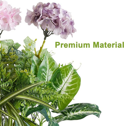 PARTY JOY 18 Bunches Fake Plants Outdoor, Fake Bushes UV Resistant Artificial Flowers Hydrangea Flowers Greenery Shrubs Faux Greenery for Outdoor Garden Patio Front Porch Yard Decor