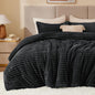 BEDELITE Fleece Full Comforter Set -Super Soft & Warm Fluffy Black Bedding, Luxury Fuzzy Heavy Bed Set for Winter with 2 Pillow Cases