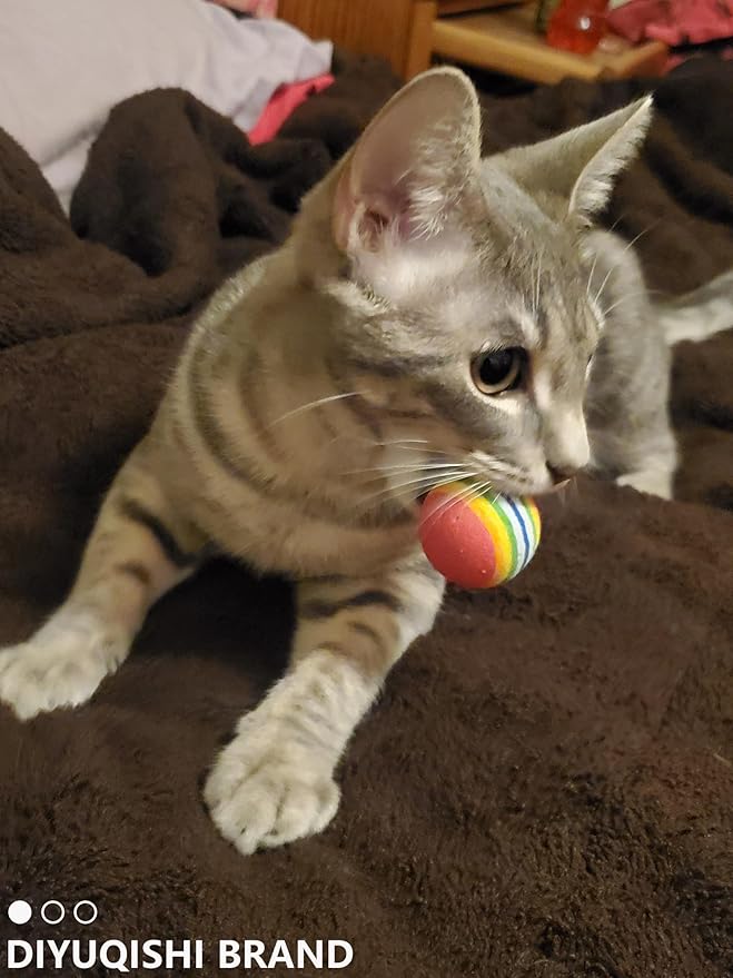 10-Pack Colorful Cat Toy Balls with Bells for Indoor Cats and Kittens (1.5'' - 2.3'', Cat Toys Mega Set)-Mewly Pet