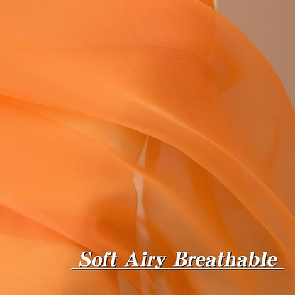 HUTO Orange Sheer Curtains 45 inches Long for Bedroom Top Rod Pocket Sheer Window Panels Curtains for Nursery Living Room 52 by 45 Inch Length Set of 2