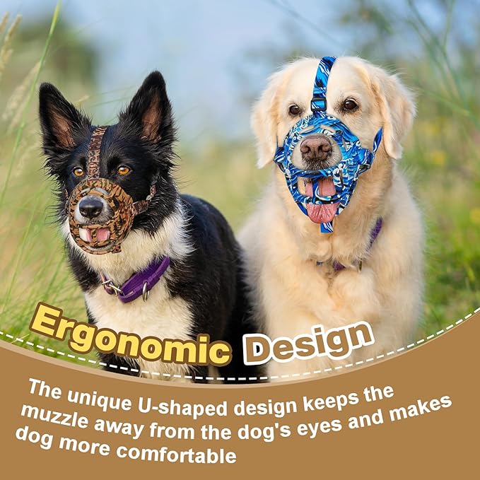 Basket Muzzle to Prevent Biting, Dog Muzzle for Large Medium Small Dogs Allows Panting Drinking Anti Chewing, Perfect for Grooming Trimming Training and Aggressive Reactive Dogs (Brown, Size 4)-Mewly Pet