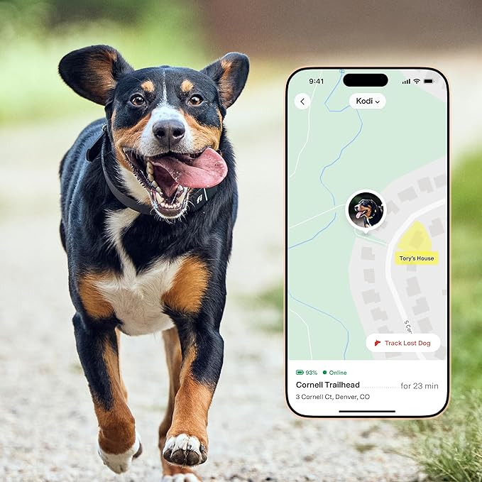 New Fi Series 3+ Smart Dog Tracker Collar – AI GPS for Dogs, Health & Behavior Monitor, Virtual Fence, Escape Alerts, Waterproof, Apple Watch Compatible 12Mo Membership Included-Mewly Pet