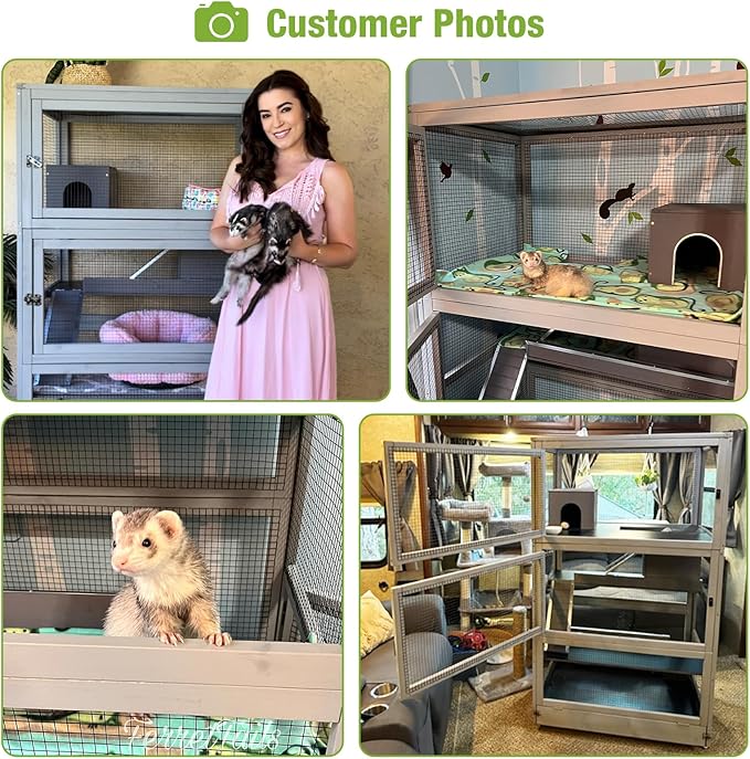 GUTINNEEN Large Chinchilla Cage, 4 Levels Ferret Cage - Large Critter Nation Hutch with Chew-Proof Aluminium Edge & PVC Layer, Brake Wheels Moveable - for Hamster, Rat, Gerbil-Mewly Pet