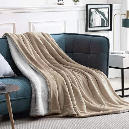 Walensee Sherpa Fleece Blanket (Twin Size 60”x80” Camel) Plush Throw Fuzzy Super Soft Reversible Microfiber Flannel Blankets for Couch, Bed, Sofa Ultra Luxurious Warm and Cozy for All Seasons