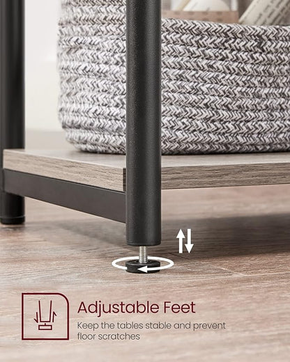 VASAGLE Side Tables Set of 2, Small End Table, Nightstand for Living Room, Bedroom, Office, Bathroom, Greige and Black ULET272B02