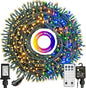 Decute 300LED Christmas Tree Lights Outdoor Indoor String Lights 108FT Extendable, 11 Modes 4 Colors Changing Waterproof Twinkle Fairy Lights Party Decor with Timer Remote(Warm White & 3 Multicolors)