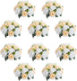 10Pcs Artificial Flower Ball Arrangement, 15 Flower Heads Wedding Roses Bouquet with Base Suitable for Parties Valentine's Day Wedding Centerpieces and Home Decor (Champagne & White)
