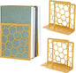 GEOMOD Geometric Honeycomb Gold Metal Bookends Decorative - Tall Sturdy Book Ends for Shelves - Modern Heavy Duty Bookend Stopper - Office or Home Book Shelf Book Holder - 6x3.25x6.25 Inches - 2 Pair