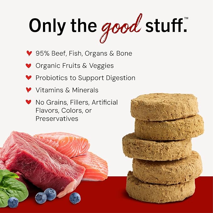 Stella & Chewy's Freeze-Dried Raw Dinner Patties - Surf 'N Turf Salmon & Beef Recipe - High Protein Grain-Free Puppy & Dog Food - Perfect For Picky Eaters - 14 oz-Mewly Pet