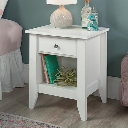Sauder Shoal Creek Night Stand, Bedside Table, Bedroom Side Table, in Soft White finish