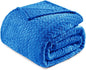 Exclusivo Mezcla Fleece Queen Size Blanket for Bed, 90x90 Inches Soft Cozy Jacquard Flannel Blankets, Lightweight Fuzzy Plush Warm for Winter, Cobalt Blue