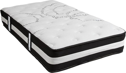 Flash Furniture Capri Comfortable Sleep 12" Hybrid Pocket Spring and Foam Mattress in a Box, Foam Pocket Spring Hybrid Mattress for Pressure Relief, Twin