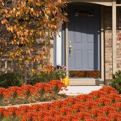20 Bundles Artificial Fall Flowers Outdoor UV Resistant Fake Flowers No Fade Faux Plastic Plants Garden Porch Window Box Decorating (Fall Brown