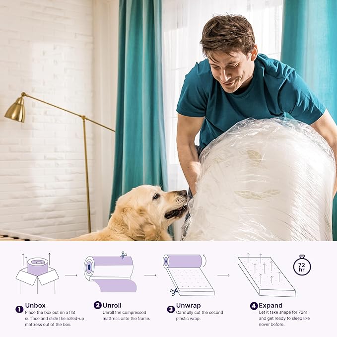 NapQueen Full Mattress, 6 Inch Anula Green Tea Memory Foam Mattress, Full Bed Mattress in a Box, CertiPUR-US Certified, Medium Firm, Natural Odor Neutralizer, Breathable Soft Fabric Cover