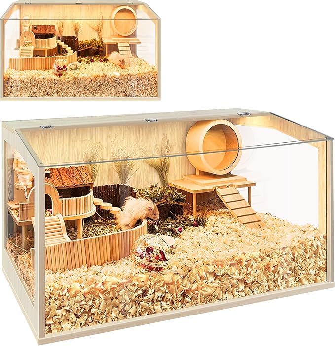 Prolee Hamster Cage Chewproof, Large Hamster Cage Guinea Pig Cages Openable Top with Acrylic Sheets Solid Built, 24"-Mewly Pet