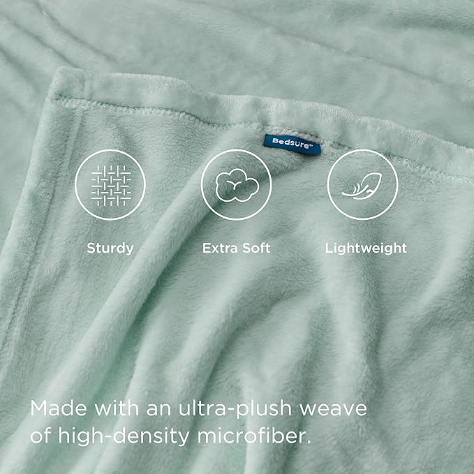 Bedsure GentleSoft Sage Green Fleece Blankets Queen Size - 280GSM Soft Lightweight Plush Cozy Blanket for Bed, Sofa, Couch, Travel, Camping