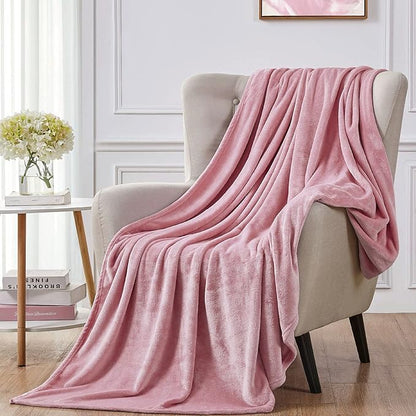 Walensee Fleece Blanket Plush Throw Fuzzy Lightweight (Queen Size 90x90 Blush) Super Soft Microfiber Flannel Blankets for Couch, Bed, Sofa Ultra Luxurious Warm and Cozy for All Seasons