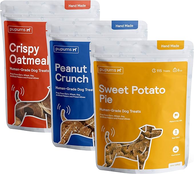 Sweet Potato, Oatmeal & Peanut Butter Dog Training Treats Variety Pack of 3 Human Grade Grain Free Cookies Made in USA-Mewly Pet