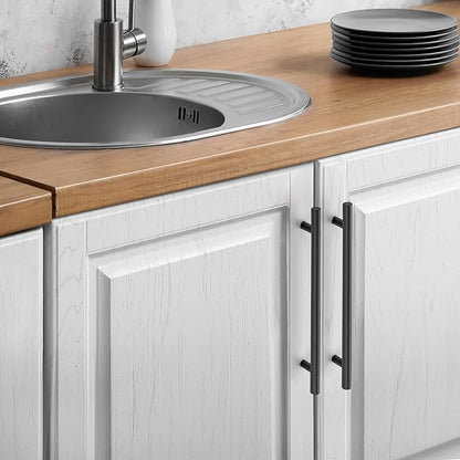 JOY DECOR 3 Pack Cabinet Handles, Black Cabinet Pulls, 7-1/2 in Hole Center Kitchen Hardware, Stainless Steel T Bar Handles for Dresser Drawers